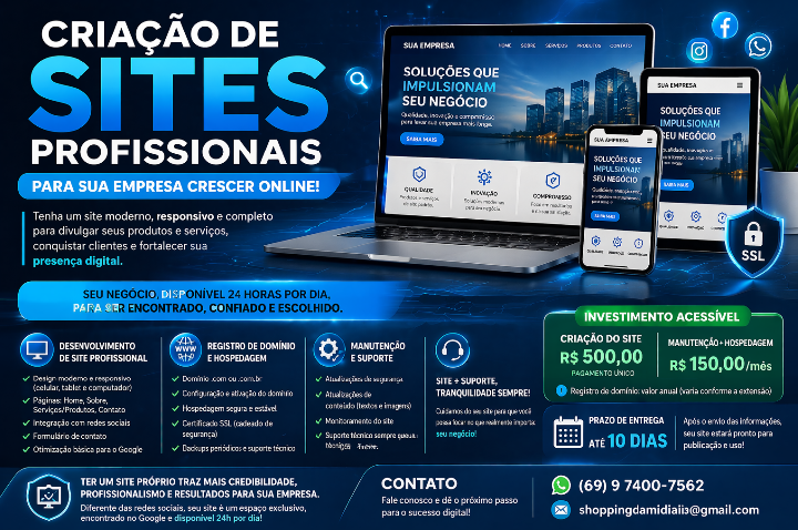 Empresa oferece criação de sites profissionais para impulsionar negócios na internet