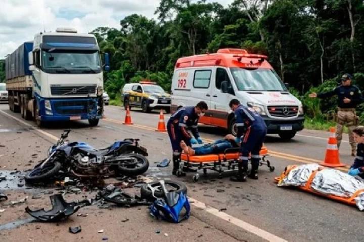 Motoqueiro bate de frente contra carreta e morre na hora na 364