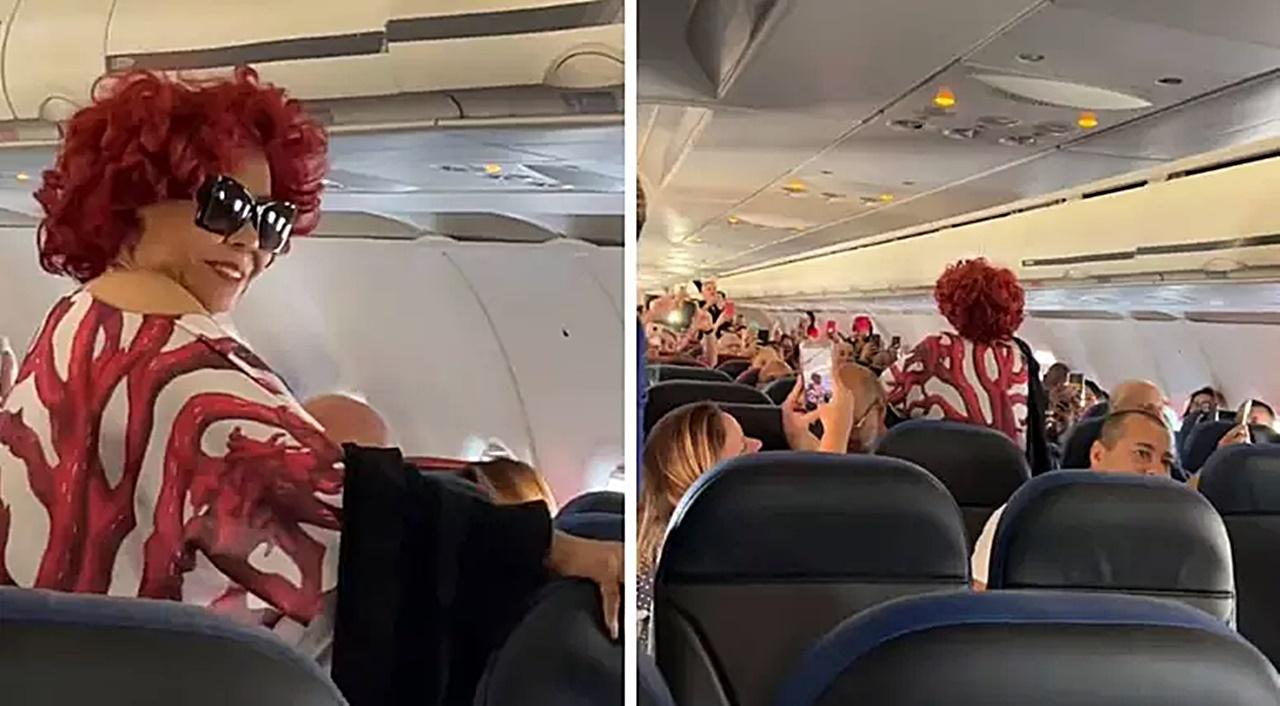 Alcione canta dentro de avião em voo atrasado; vídeo