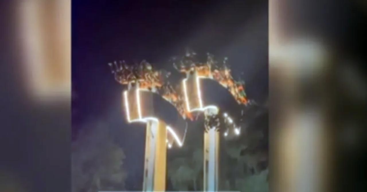 Vídeo mostra visitantes presos de cabeça para baixo em brinquedo de parque de diversões no Canadá; assista
