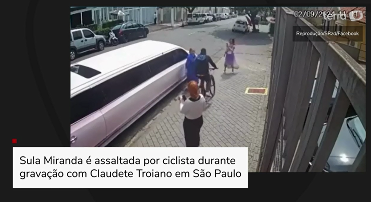 Vídeo: Sula Miranda tem celular furtado por ciclista em São Paulo; veja as imagens