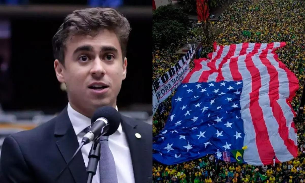 Nikolas usa fake news para justificar bandeira dos EUA em ato bolsonarista