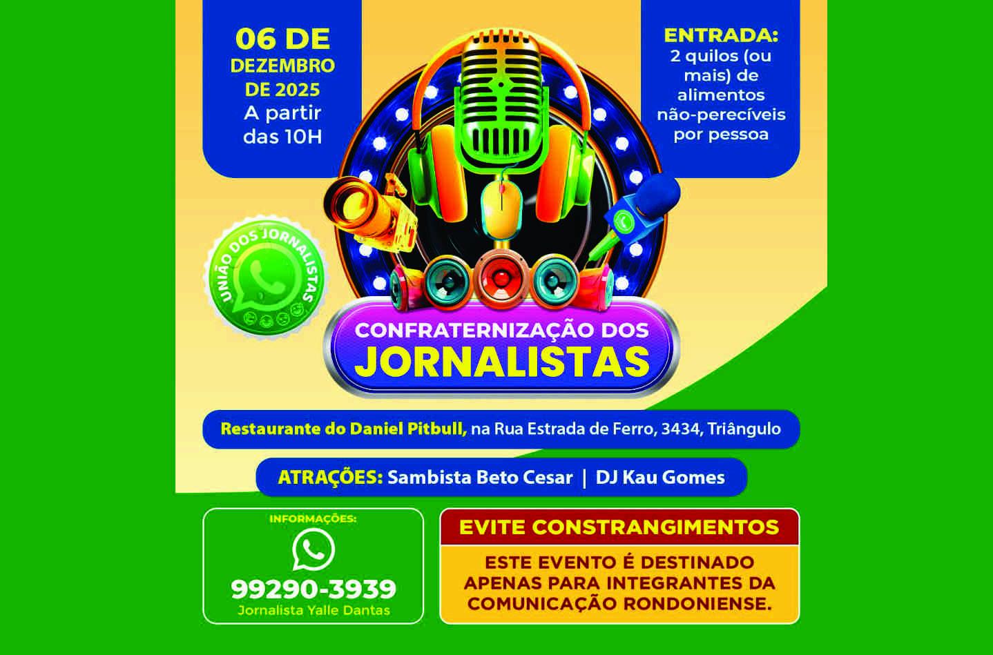 13ª Festa dos Jornalistas de Rondônia acontece dia 06 de dezembro no Restaurante do Daniel Pitibul