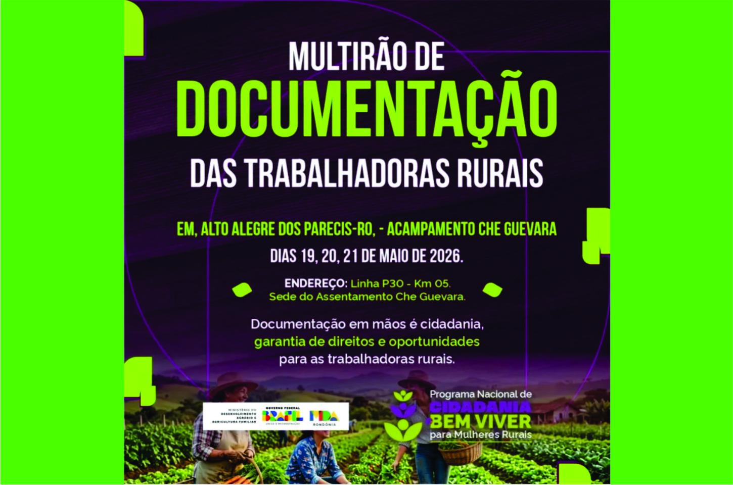 Alto Alegre receberá mutirão de documentação das trabalhadoras rurais a partir do dia 19